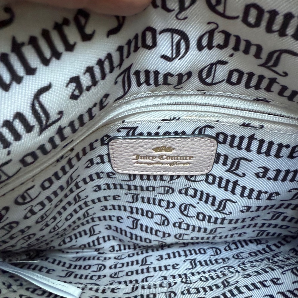 Juicy Couture Crossbody Purse Pink Black Faux Leather Logo Strap Messenger - Picture 10 of 14